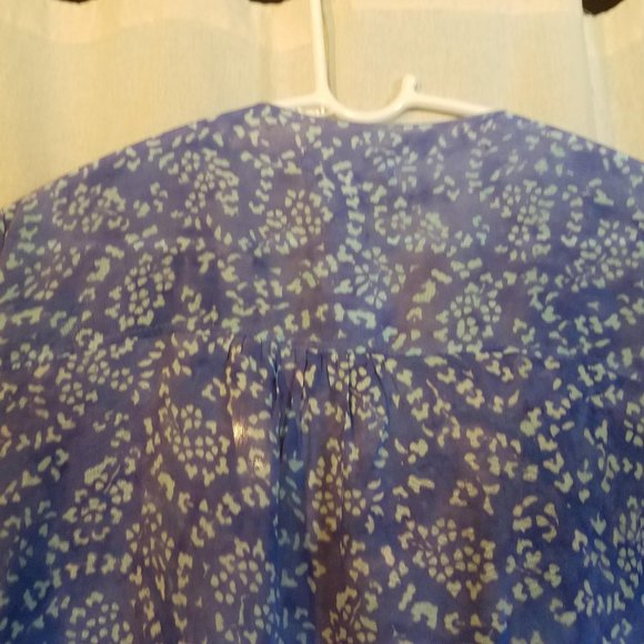 NWT Nomadic Traders L Women's Batik Rayon Lt Wt 3/4 sleeve Wrap Periwinkle/Green - Picture 2 of 11